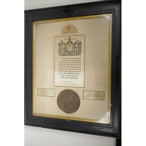 64 - A Commemorative Scroll dedicated to Private George Allan of the Royal Irish Fusiliers who died in WW... 