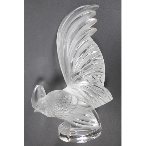 8 - A Lalique clear and frosted glass car mascot/paperweight modelled as a cockerel, 8½” high