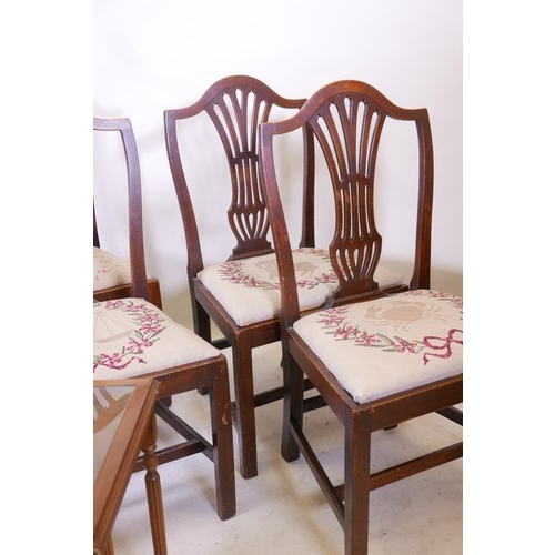 1174 - A set of four C19th mahogany pierced splat back dining chairs, a pair of side chairs and a nest of t... 