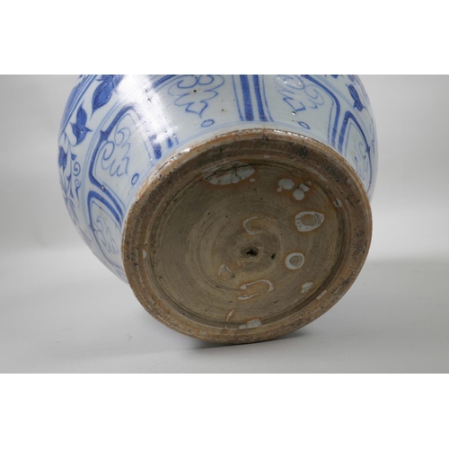 38 - A Chinese blue and white Yuan style jar decorated with phoenix and flowers, 8