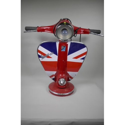 4 - A side lamp in the form of a Vespa scooter headstock and handle bars, with Union Flag on the fairing... 