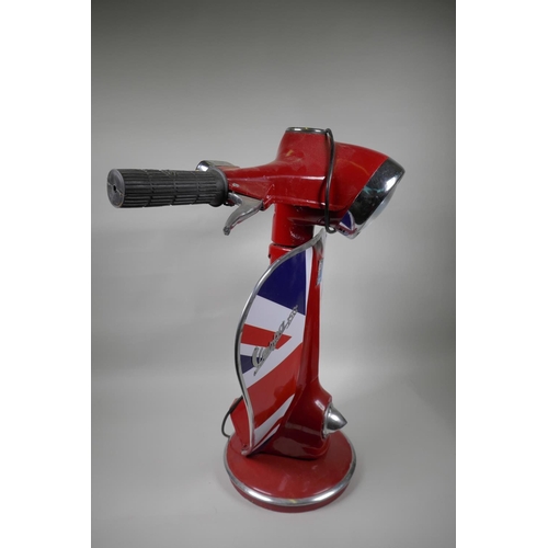 4 - A side lamp in the form of a Vespa scooter headstock and handle bars, with Union Flag on the fairing... 