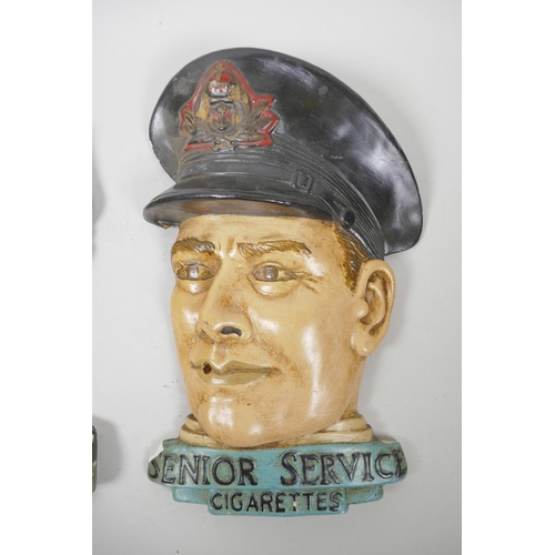 59 - A pair of 'Senior Service Cigarettes' plaster advertising plaques in the form of portraits of a lady... 