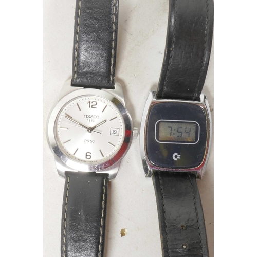 A gentleman s Tissot PR50 wristwatch on leather strap together