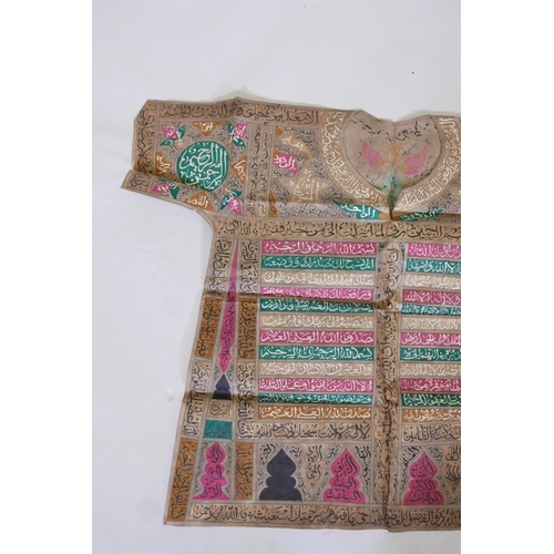 14 - An Islamic linen robe with all over calligraphic decoration, 34