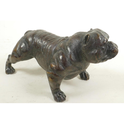 31 - A cast bronze figure of a bulldog, 7½