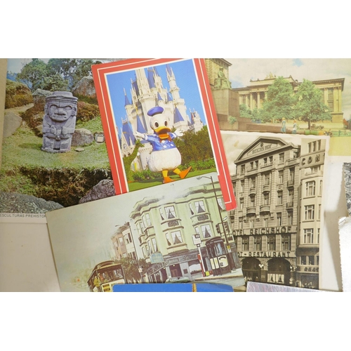 2 - A collection of C20th postcards including social history, topographical, Disney, travel etc, approxi... 