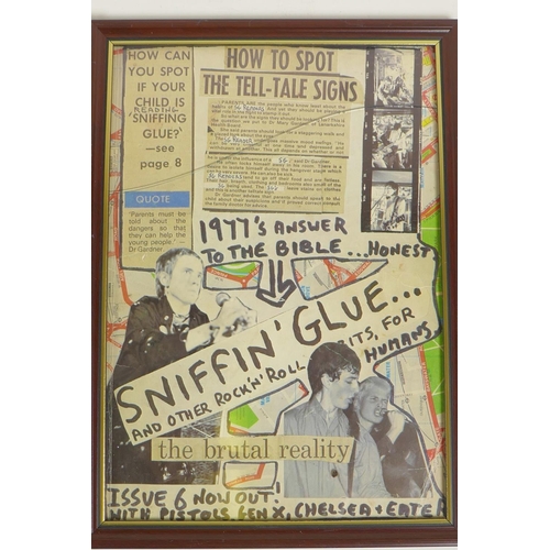211 - Three framed 'Sniffin Glue' zine cover prints, largest 9½
