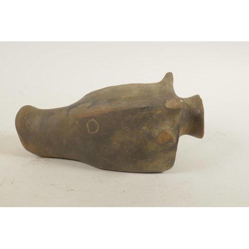 41 - An Indo-Persian terracotta rhyton in the form of a deer head, 8