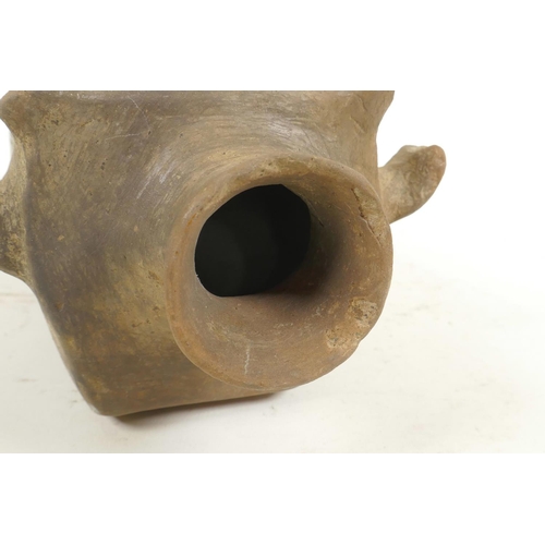 41 - An Indo-Persian terracotta rhyton in the form of a deer head, 8