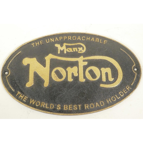 61 - A replica cast metal advertising sign for Norton Motorcycles, 13
