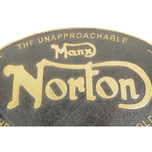 61 - A replica cast metal advertising sign for Norton Motorcycles, 13