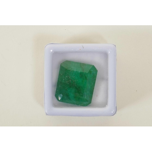 717 - An 18.55ct natural emerald, octagon step cut, colour enhanced, certified by Gemological Laboratory o... 