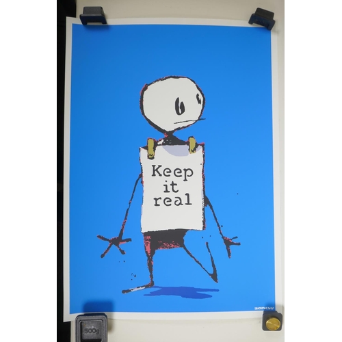 896 - Banksy, 'Keep it Real', limited edition print by the West Country Prince, 91/500, with stamps verso,... 