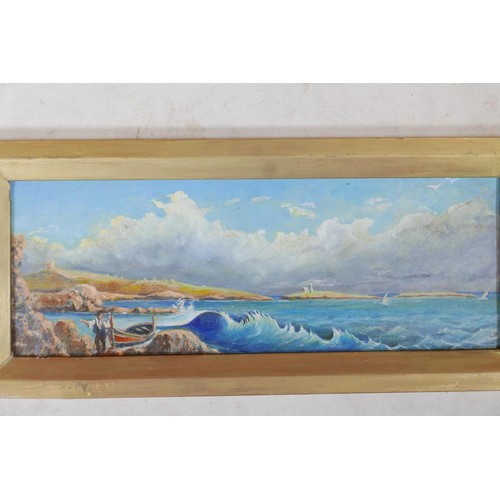 919 - View of St Paul's Bay, Malta, unsigned, oil on board, 15