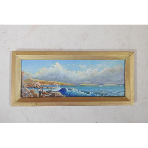 919 - View of St Paul's Bay, Malta, unsigned, oil on board, 15