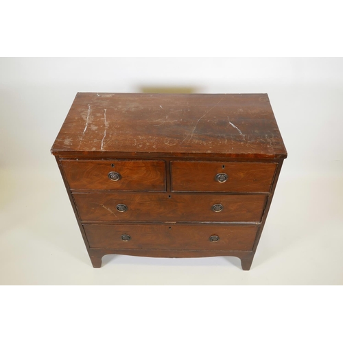 1005 - A Victorian mahogany chest of two short over two long drawers, 36