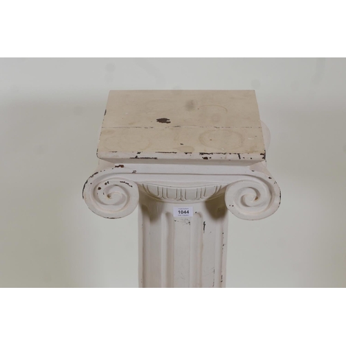 1044 - A Victorian carved and painted mahogany plinth in the form of a Doric column, 30