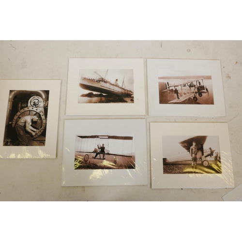 111 - A set of five sepia photography prints, scenes from early C20th American life, printed from the orig... 