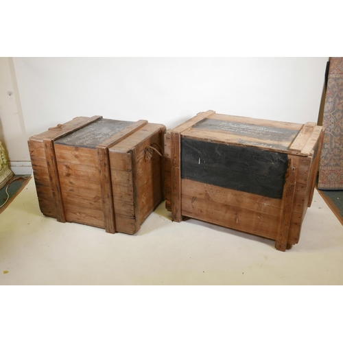 1116 - A vintage pine shipping crate and another smaller, largest 39