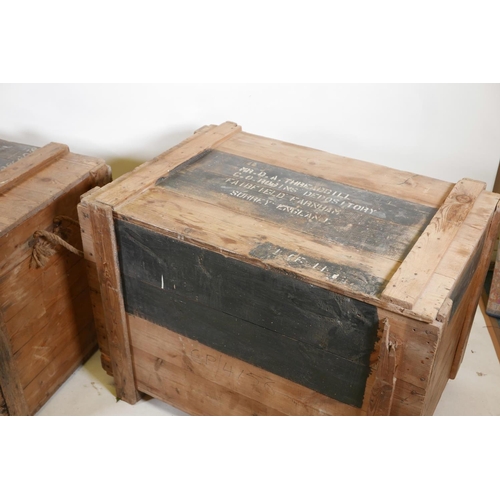 1116 - A vintage pine shipping crate and another smaller, largest 39