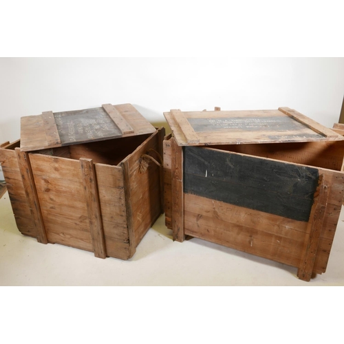 1116 - A vintage pine shipping crate and another smaller, largest 39