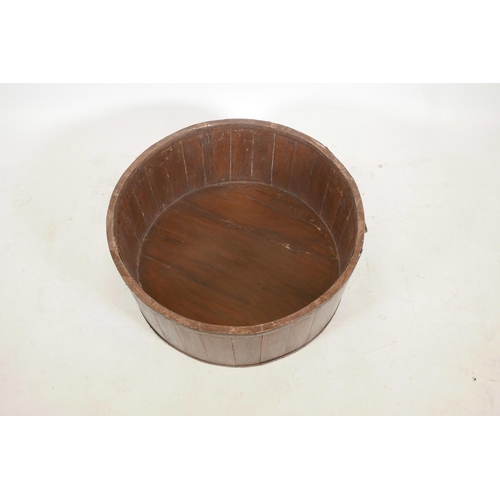 1131 - A Chinese metal bound barrel bucket, 12½