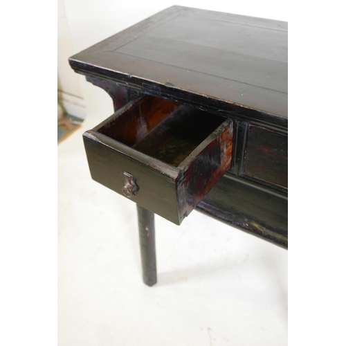 1141 - A Chinese lacquered wood side table with two drawers, 38