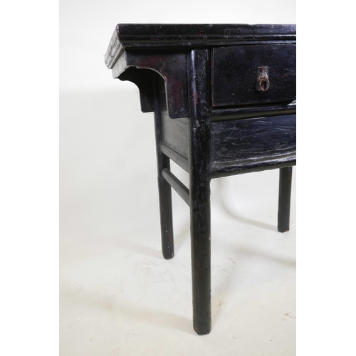 1141 - A Chinese lacquered wood side table with two drawers, 38