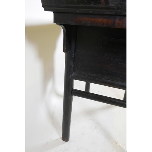 1141 - A Chinese lacquered wood side table with two drawers, 38