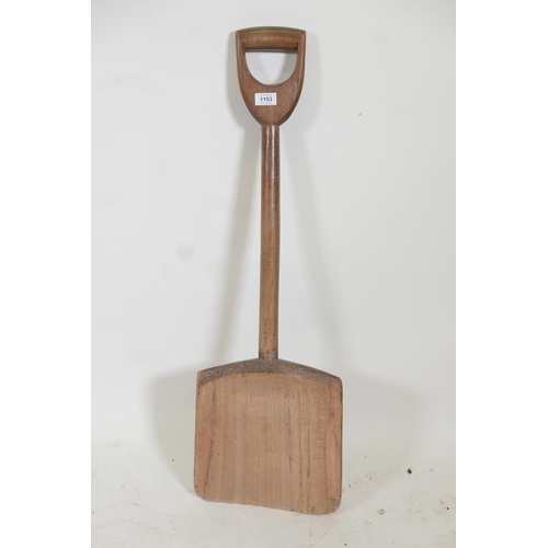 1153 - A beechwood malting shovel, 36