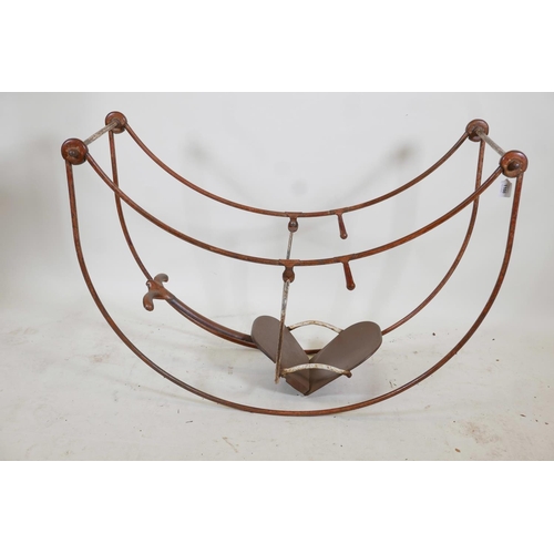 1166 - A Vintage child's tubular metal rocking chair, 42