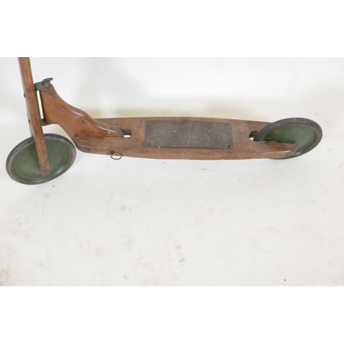 1167 - A vintage beech and elm 'Eureka' child's scooter, c.1920, 35