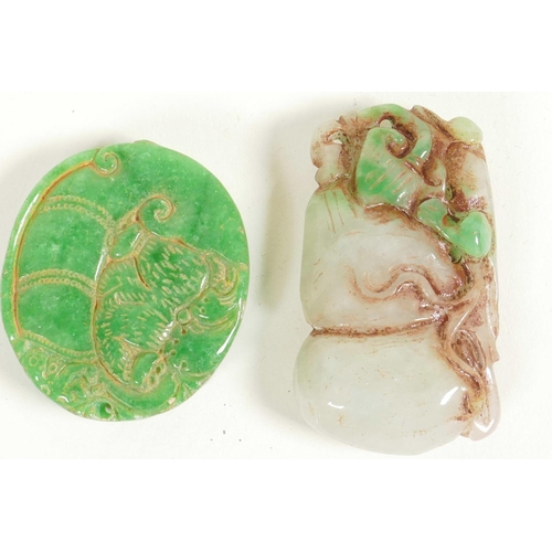 132 - Two jade pendants, 2