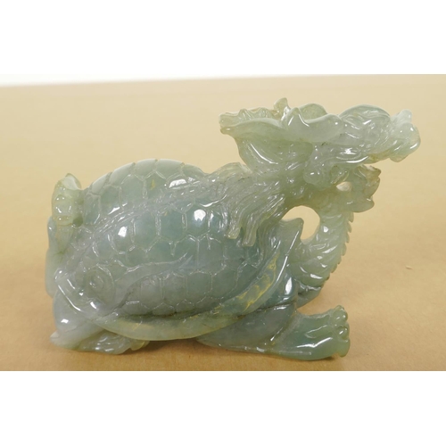 137 - A Chinese carved grey jade figure of a dragon tortoise, 3