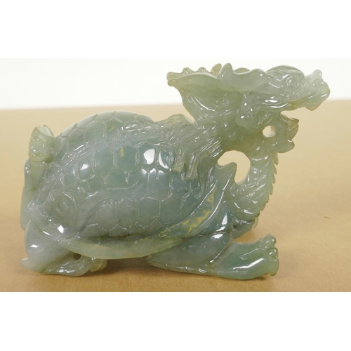 137 - A Chinese carved grey jade figure of a dragon tortoise, 3