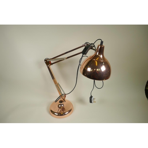 14 - A copper plated Anglepoise style lamp, 26