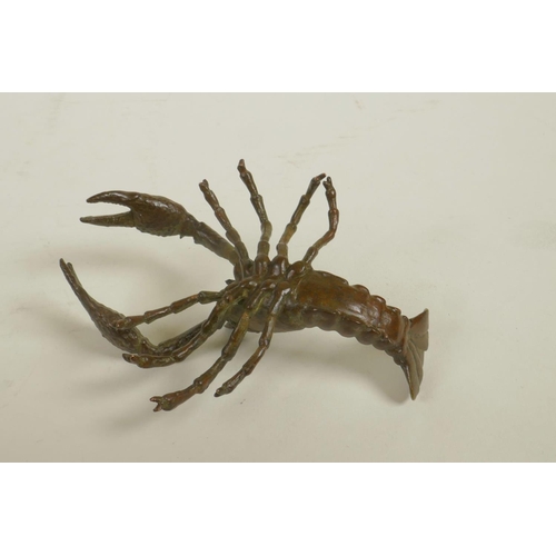 153 - A Japanese Jizai style bronze of a crayfish, 3½