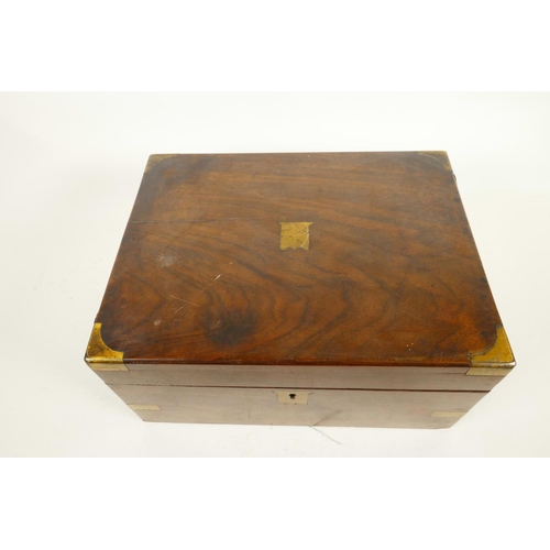 180 - A C19th brass bound rosewood writing box, A/F, 12