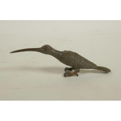 193 - A Jizai style bronze of a hummingbird, 5