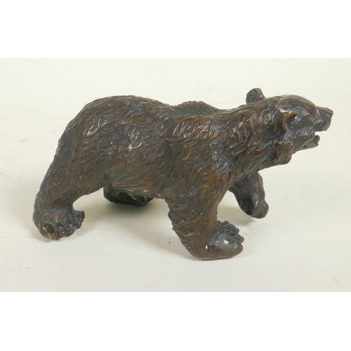 204 - A bronze figure of a brown bear, 7