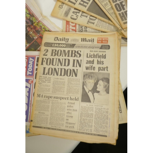 219 - A collection of 1980 newspapers relating to the murder of John Lennon, together with a larger collec... 