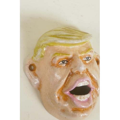 246 - A cast iron wall mounted bottle opener cast as Donald Trump, 4