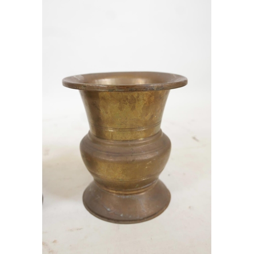 32 - Two Indian spun brass vessels, 9½