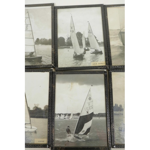 334 - A collection of eight framed photographs of small sailing boats, 6