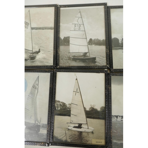 334 - A collection of eight framed photographs of small sailing boats, 6