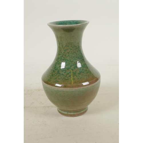 338 - A Chinese mottled green glazed porcelain vase, 6