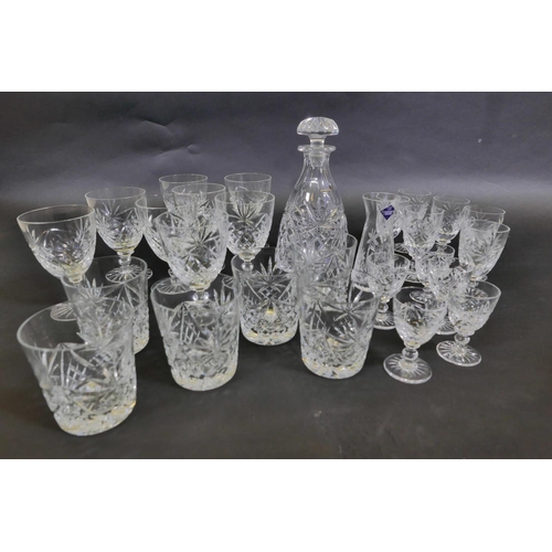 354 - An Edinburgh Crystal cut glass stem vase, and a good cut crystal glass decanter with a part suite of... 