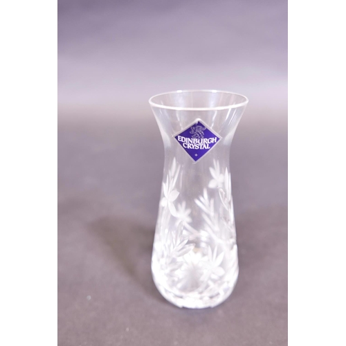 354 - An Edinburgh Crystal cut glass stem vase, and a good cut crystal glass decanter with a part suite of... 