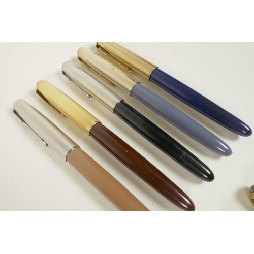 369 - A collection of nine Parker '51' fountain pens, probably all US models